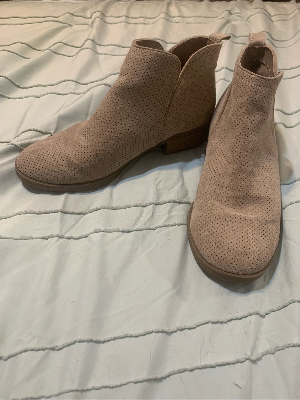 Universal Thread Blush Taupe Perforated Suede Ankle Booties
